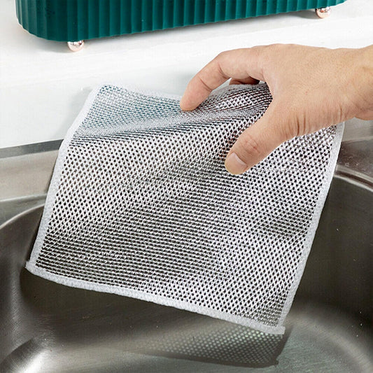 Non-Scratch Stainless-Steel Wire Dish Cloth – Durable & Reusable