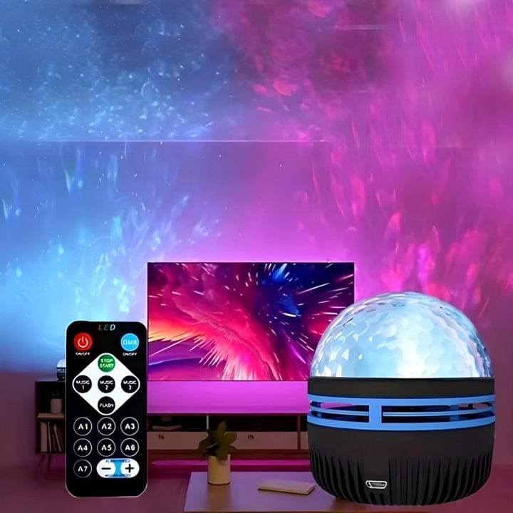 Multi-color starry projection lamp creating galaxy-like atmosphere