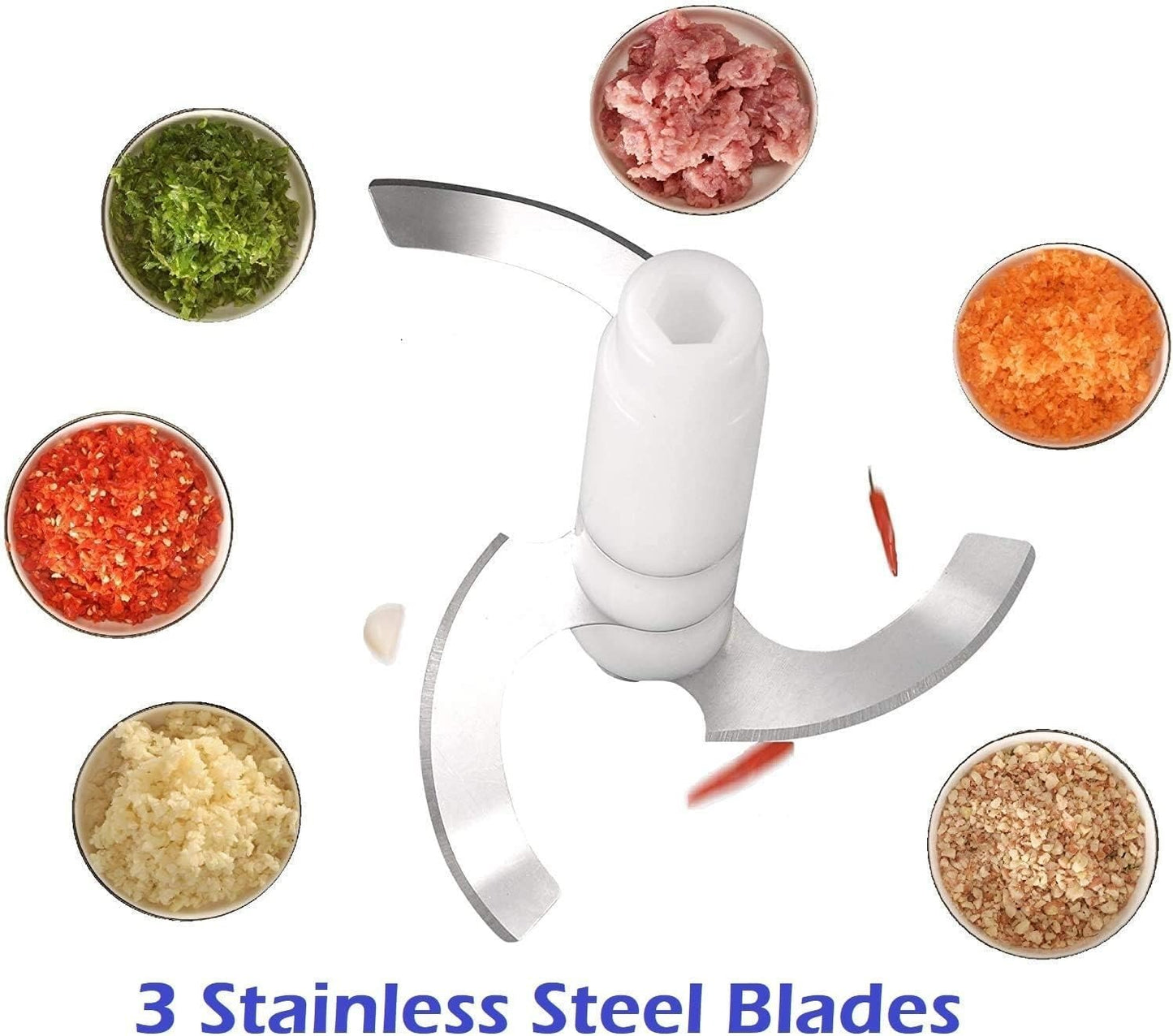 Transparent plastic mixing bowl with chopped vegetables inside