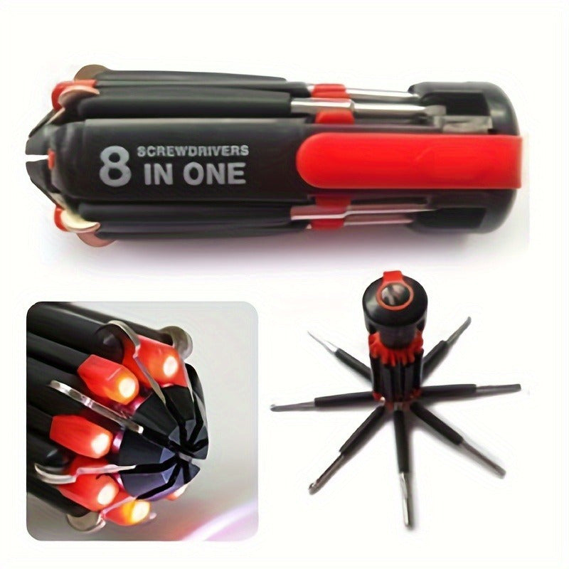 8-in-1 precision screwdriver set with interchangeable magnetic bits

