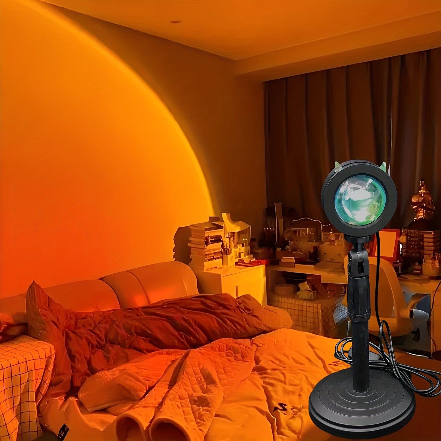 16‑Color LED Sunset Projection Lamp with Remote – 360° Adjustable Glow