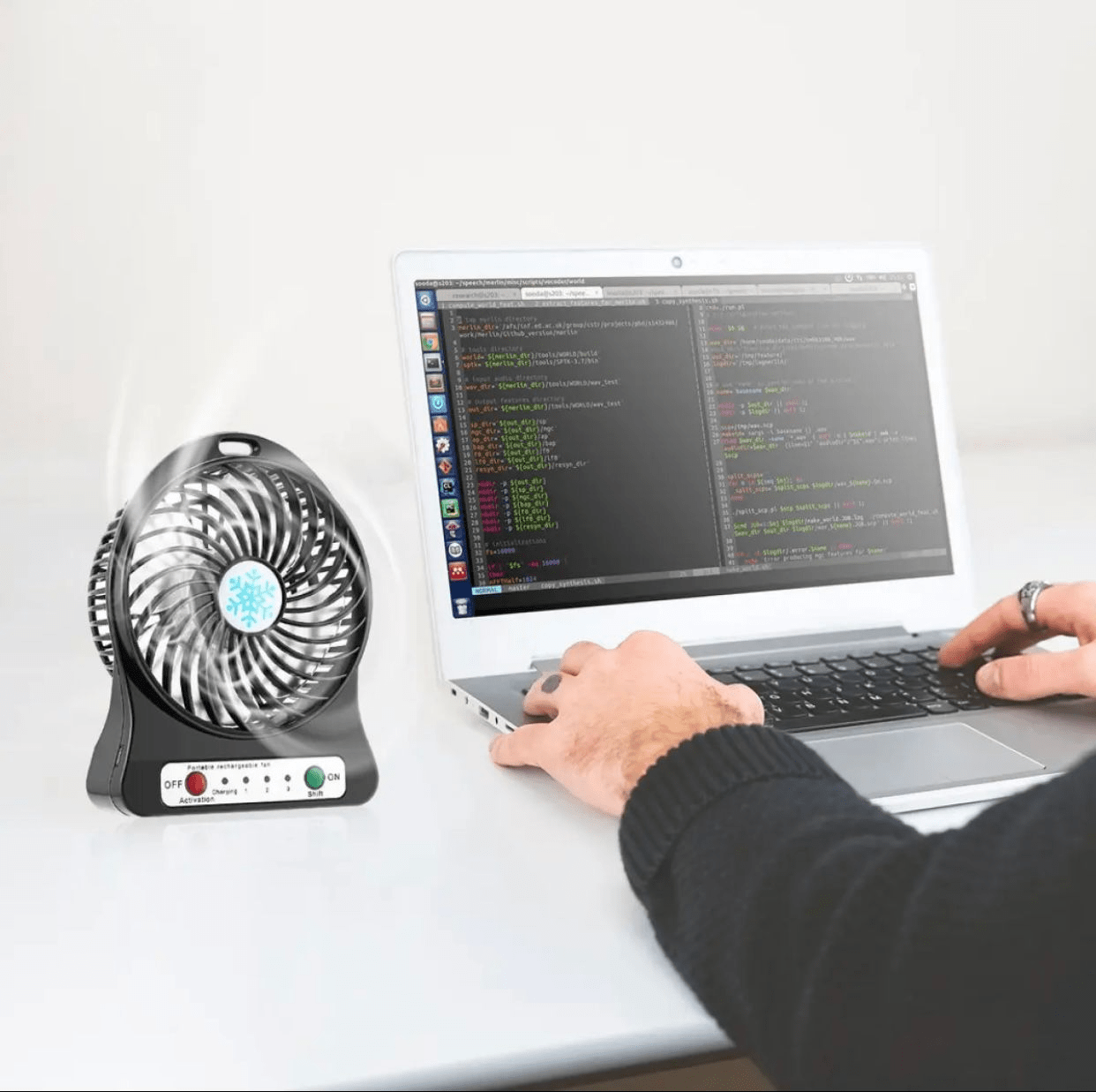 Portable Rechargeable Mini Fan – Ultra-Quiet, Multi-Speed, USB Powered