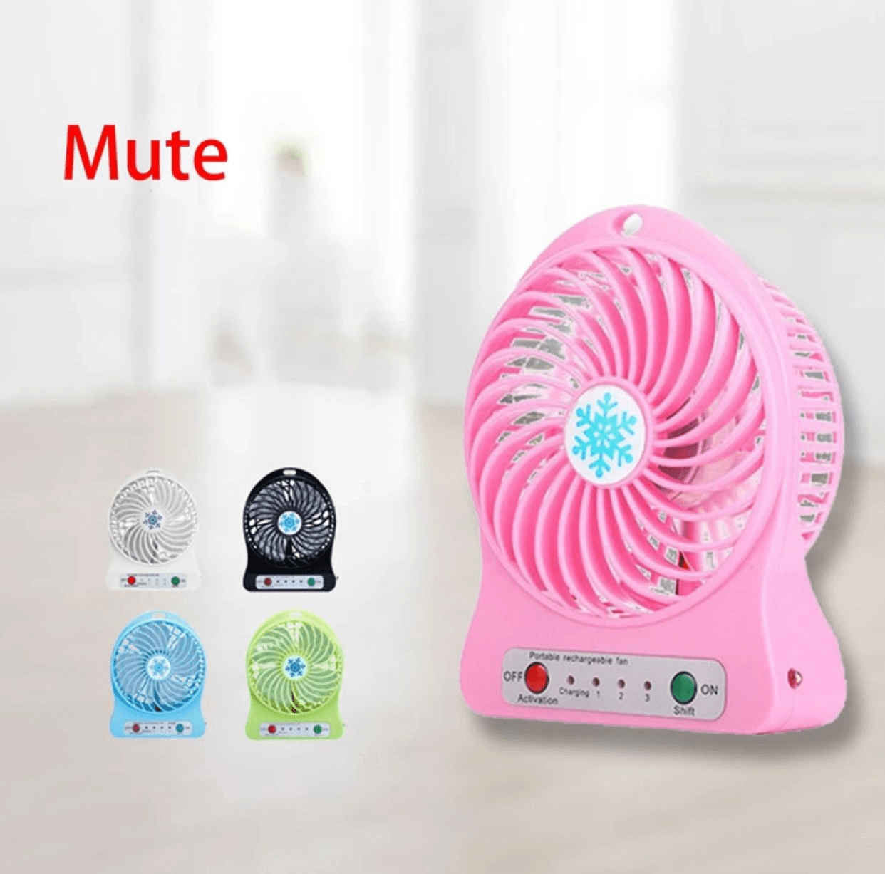 Portable Rechargeable Mini Fan – Ultra-Quiet, Multi-Speed, USB Powered
