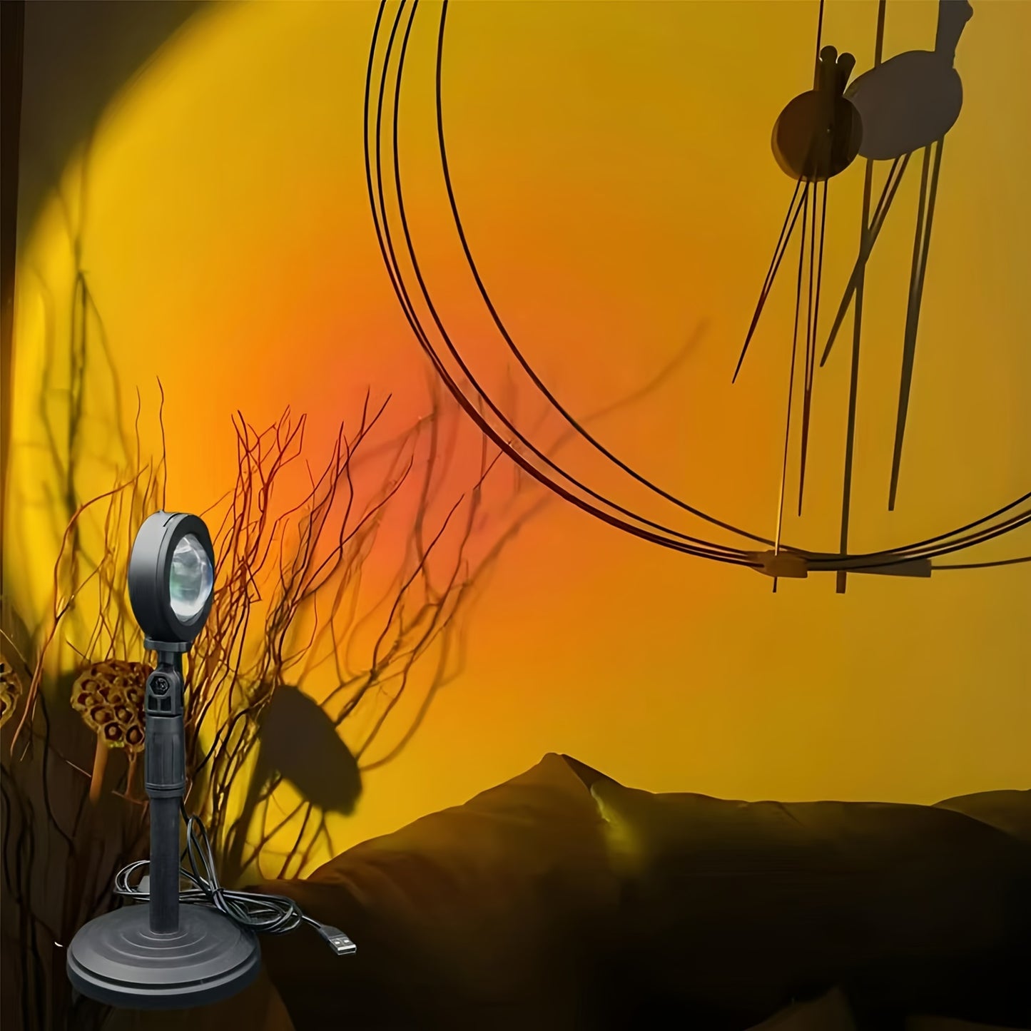 16‑Color LED Sunset Projection Lamp with Remote – 360° Adjustable Glow