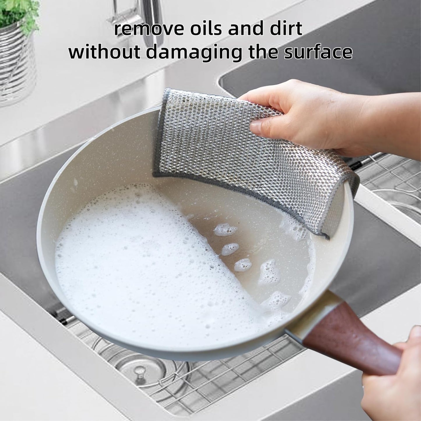 Non-Scratch Stainless-Steel Wire Dish Cloth – Durable & Reusable