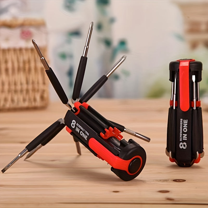 Close-up of screwdriver handle with bit storage compartment

