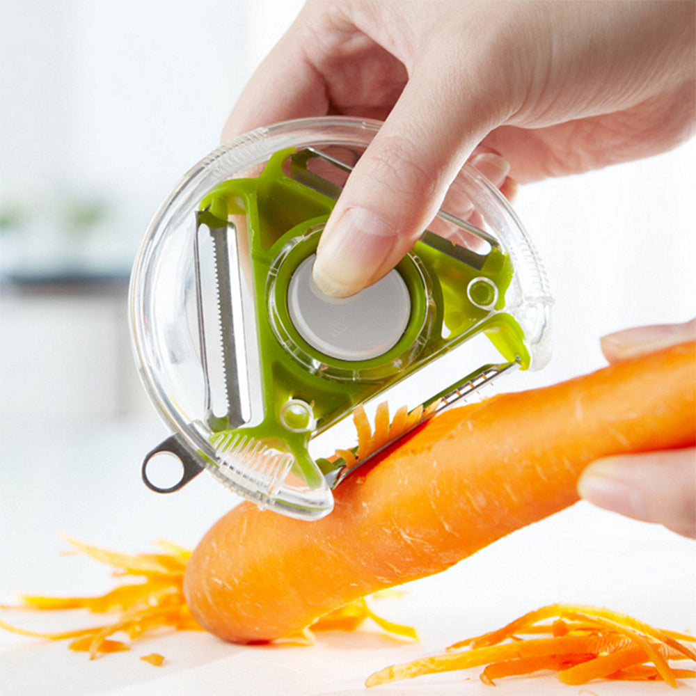 Close-up of blade switch mechanism on rotary vegetable peeler