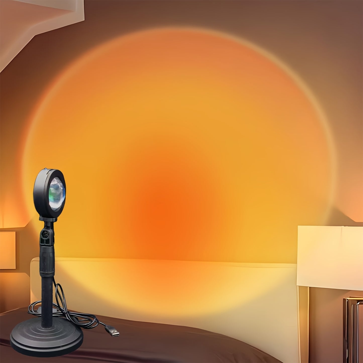 16‑Color LED Sunset Projection Lamp with Remote – 360° Adjustable Glow